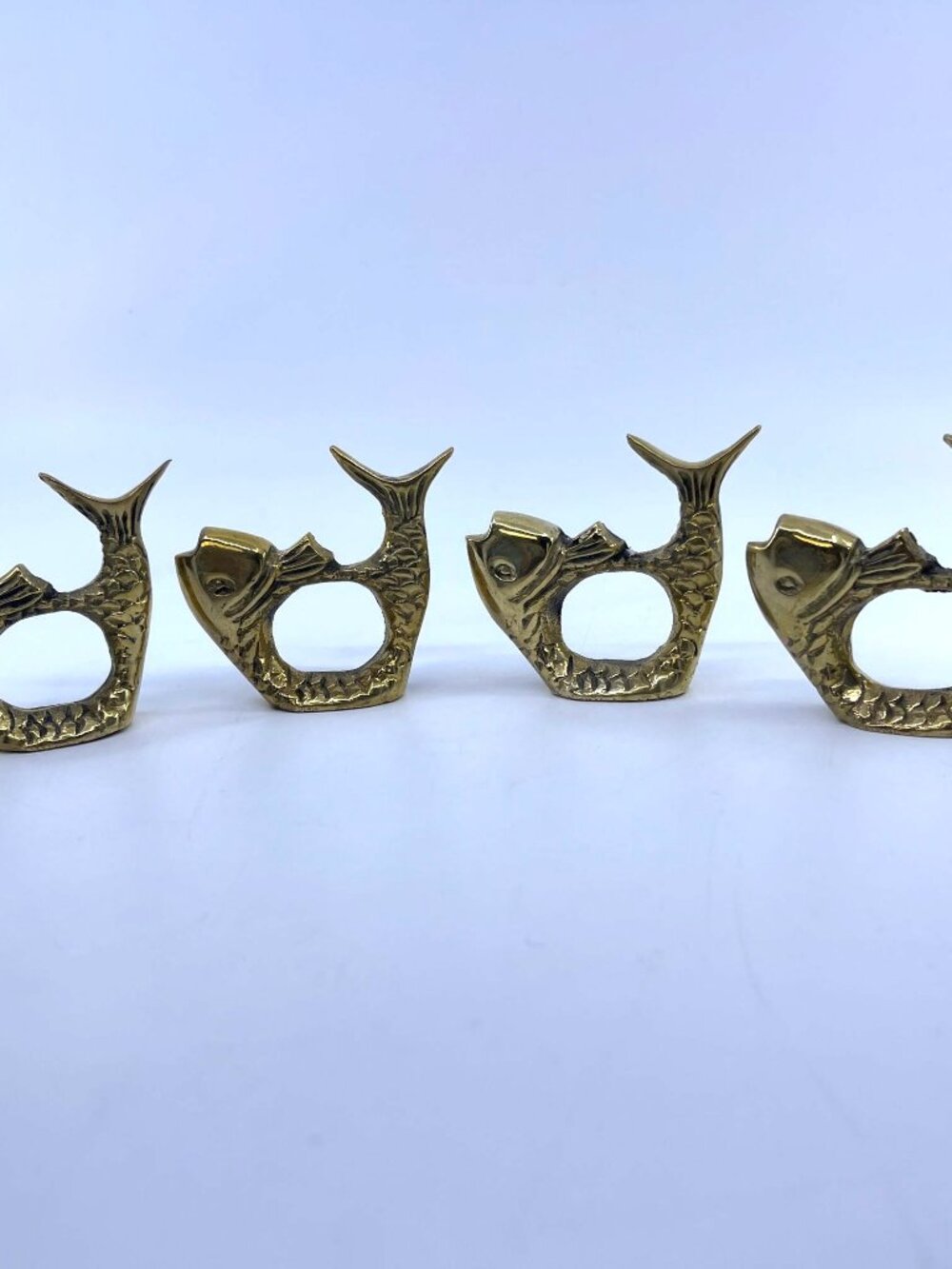 vintage brass fish napkin rings set of 4 coastal design